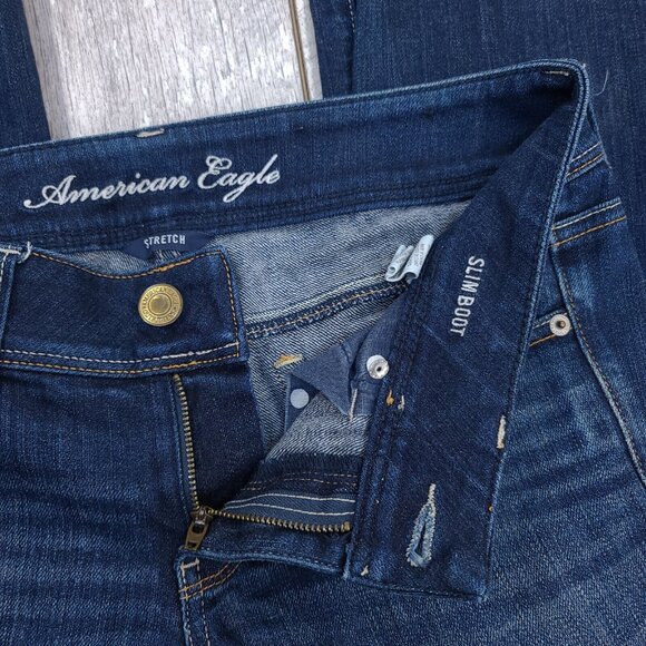 American Eagle Womens Slim Bootcut Jeans Size 6 Dark Blue Wash Stretch Pants - Picture 7 of 8
